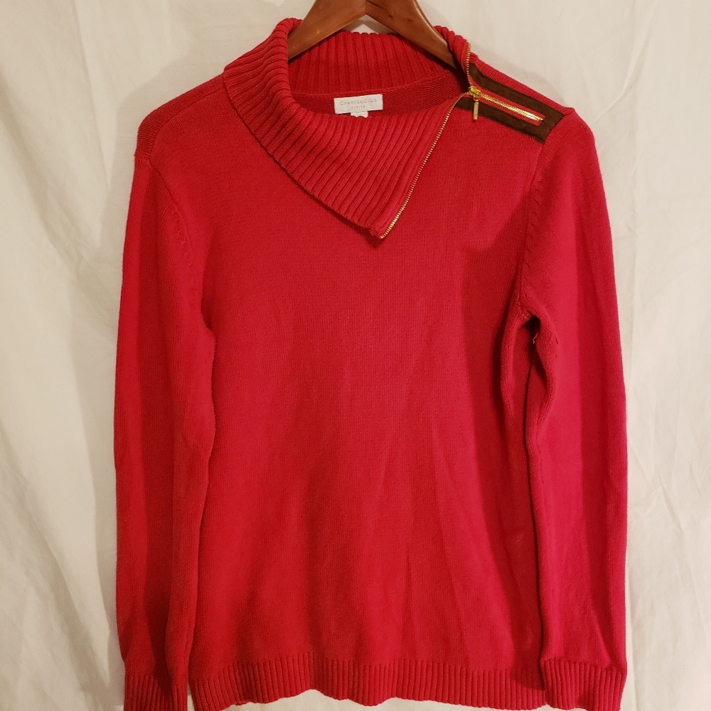 Charter Club Knit Side Collar Zip Sweater